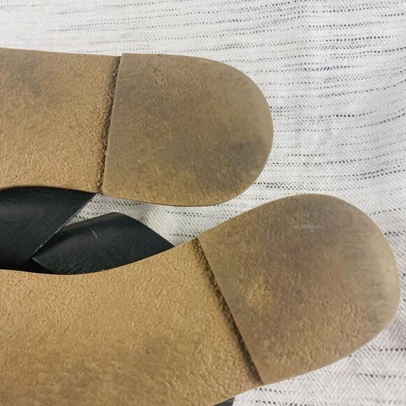 Madewell Raven Black Criss Cross Leather Boardwalk Slide‎ Sandal Sz 7 Minimalist - Picture 4 of 7